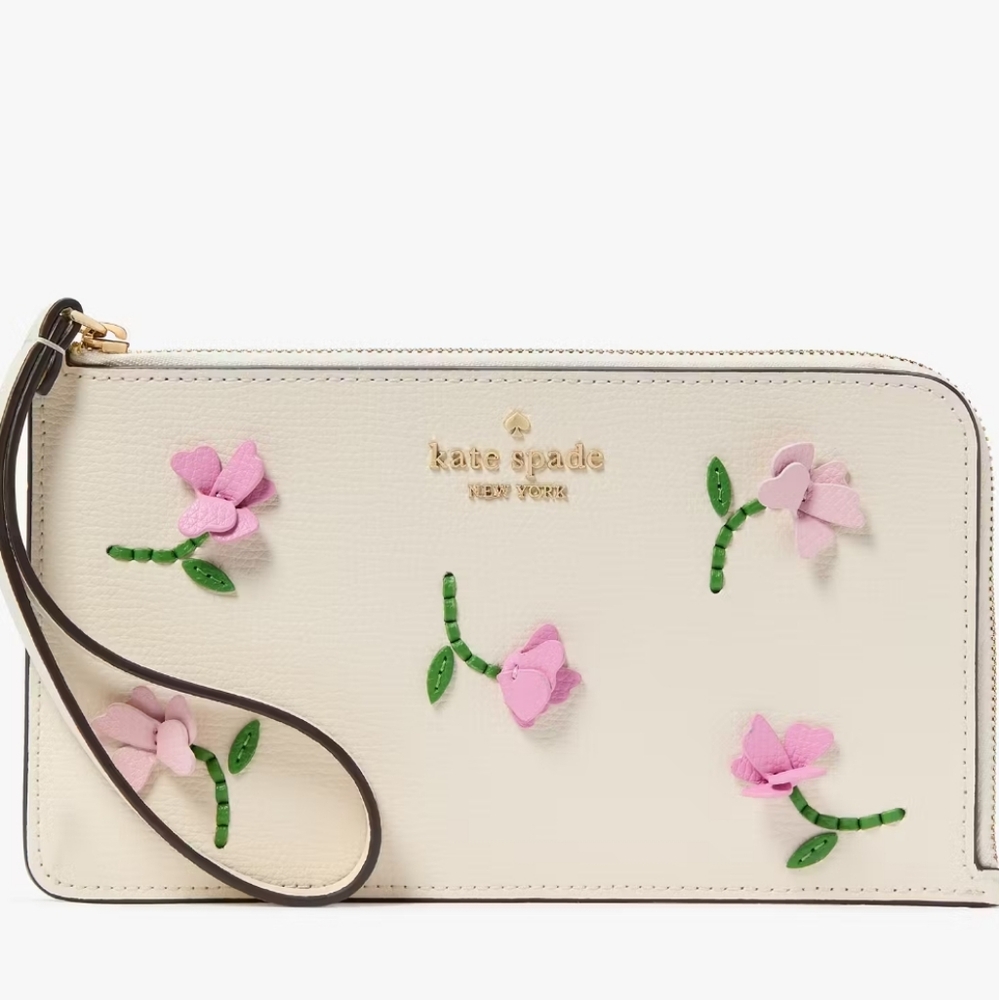 Kate Spade Lucy Applique Medium L-Zip Wristlet